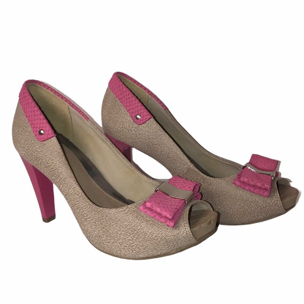 Ramarim Tan Pink Bowl Pin Up Heel Open toe shoes 9